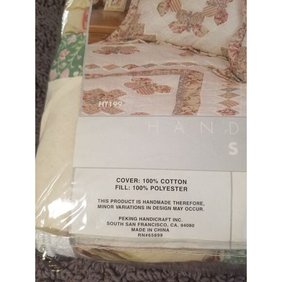 Vintage Hand Crafted Pink/Green/Ivory Butterfly Dream Pillow Sham 20x26 - Picture 3 of 6